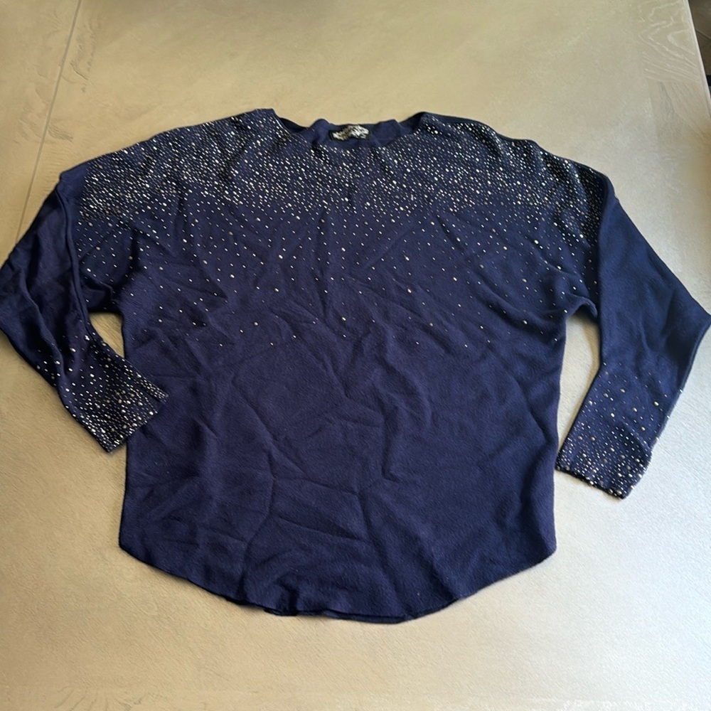 Beautiful blue long sleeve shirt with gems